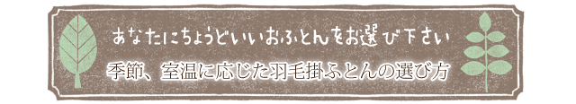 あなたにちょうどいいおふとんをお選び下さい